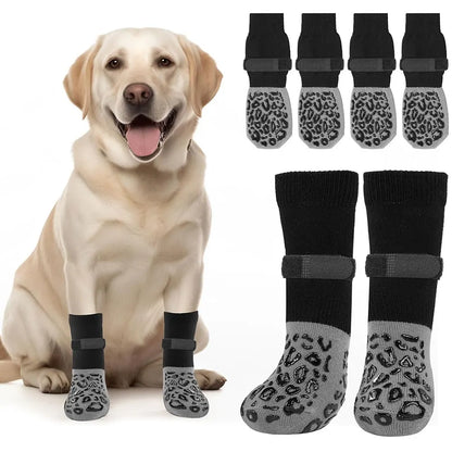 4-Pack Double-Sided Anti-Slip Dog Socks Paw Protection Anti-Scratch for Hardwood Floors Prevent Licking Biting