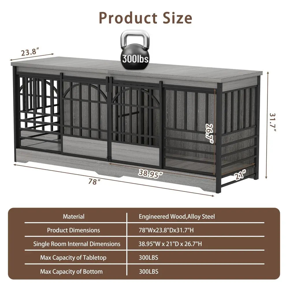 Wooden Dog House, Double Crate With Divider