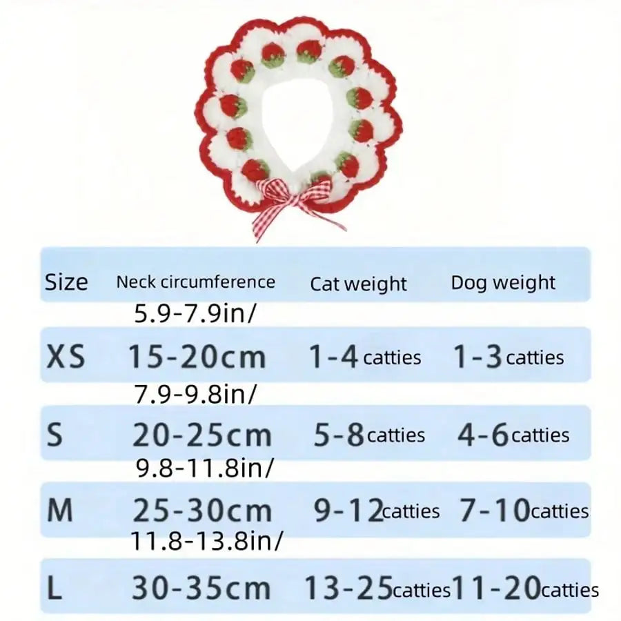 Strawberry Bow Crochet Cat Decorative Neck Wear