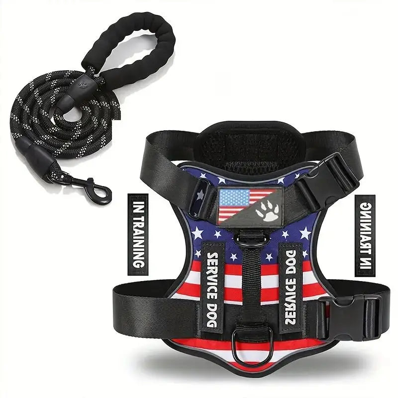 Dog Harness And Leash Set With Reflective Walking Traction Rope