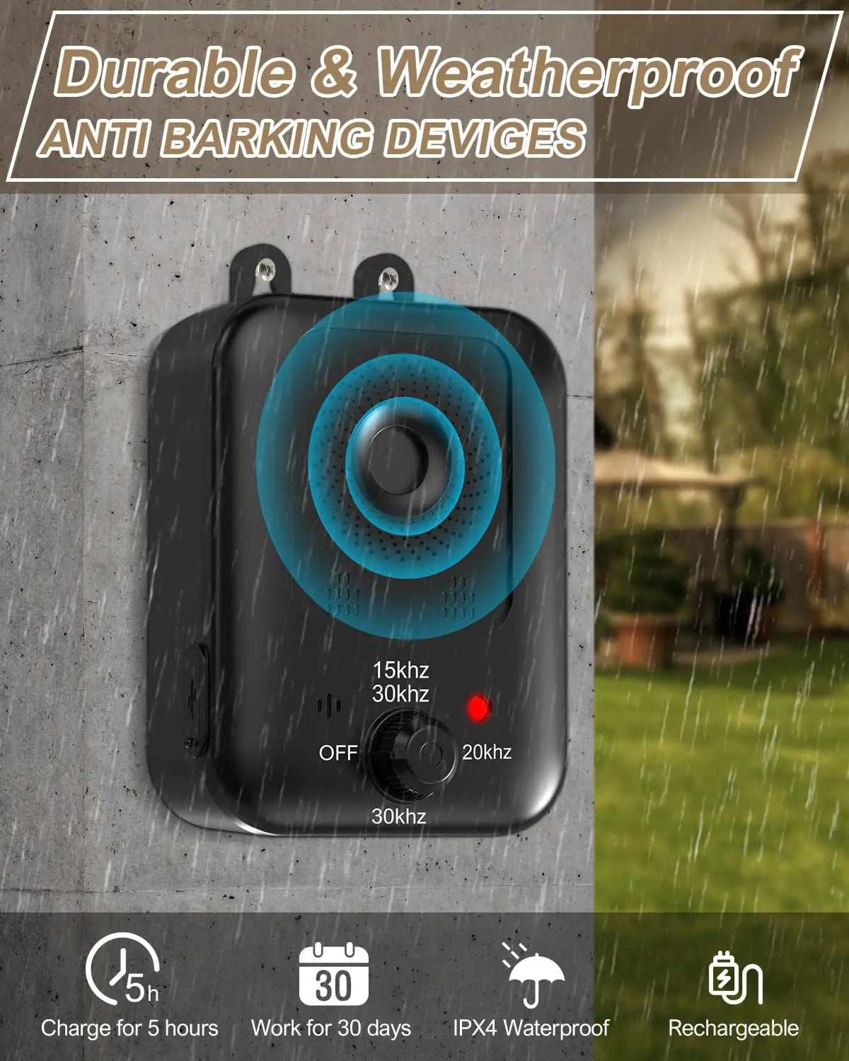 Anti-Barking Device For Dogs, Rechargeable, Ultrasonic