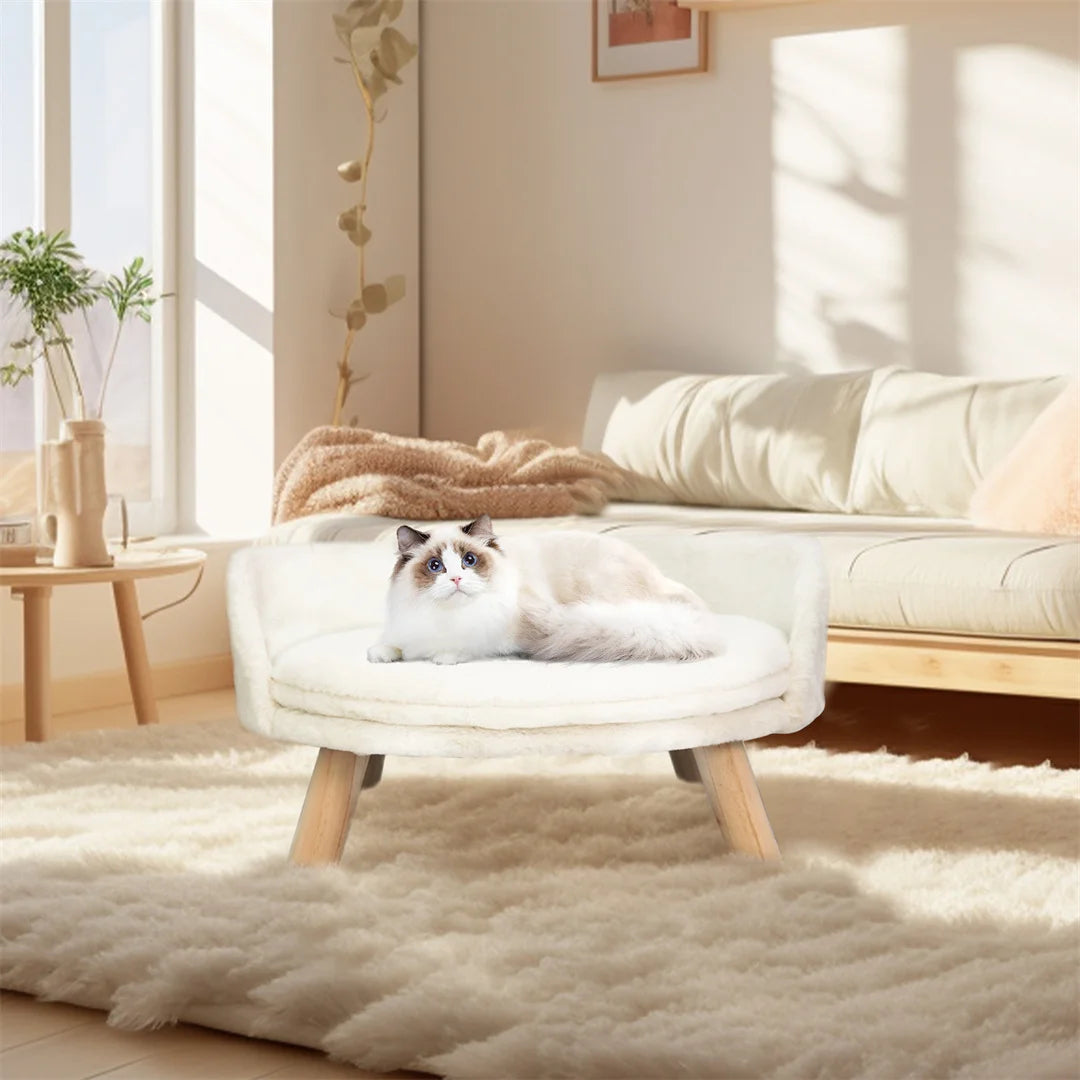Luxury Cat Bed Nesting Chair with Wood Legs