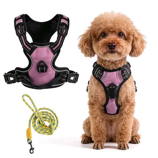 Reflective Nylon Dog Harness Vests Leash Adjustable
