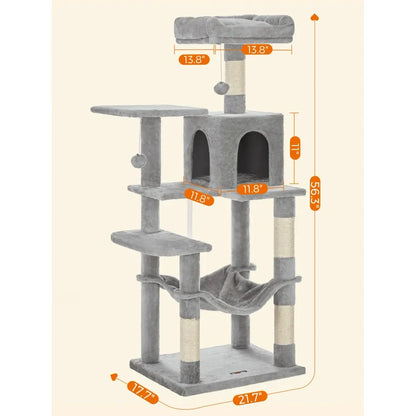 Cat Tree Tower, Condo, Scratching Posts, Hammock, Perch