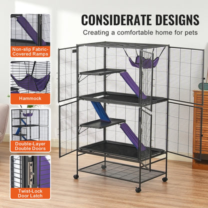 Rolling Metal Cage 4-Tier Small Animals