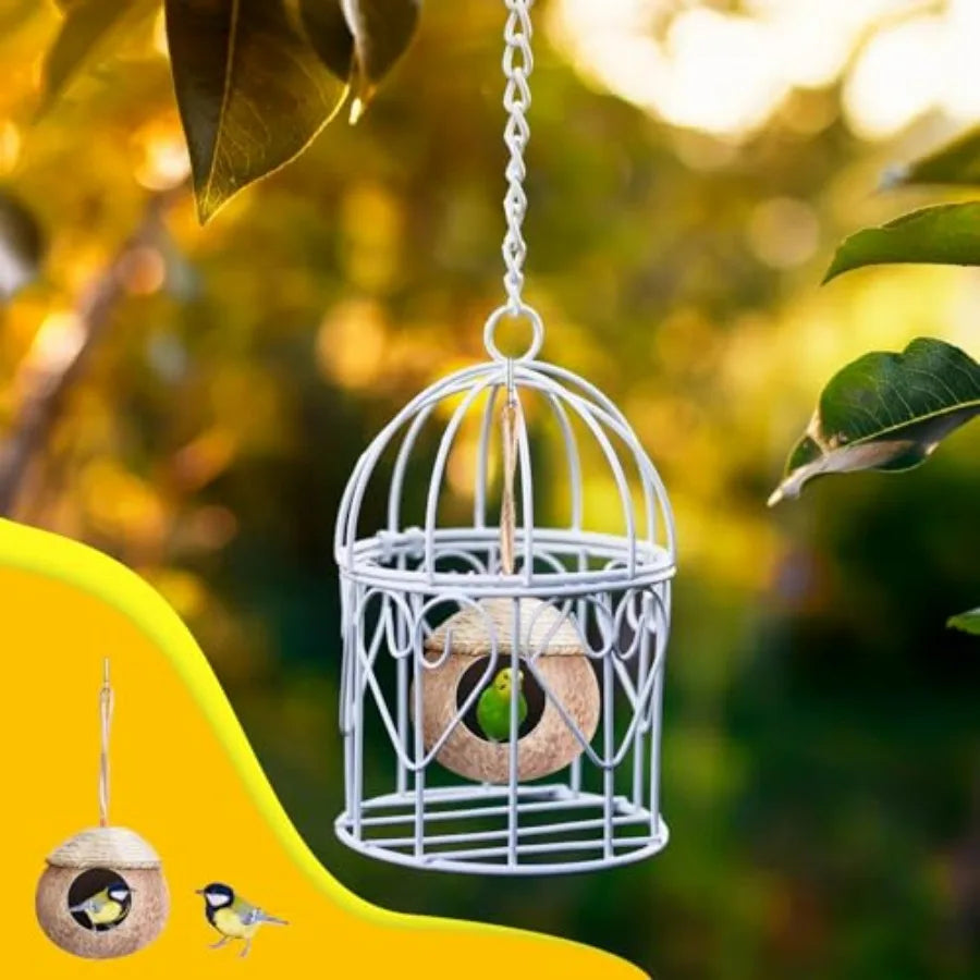 3 Pcs Natural Coconut Hanging Bird Nest for Cage