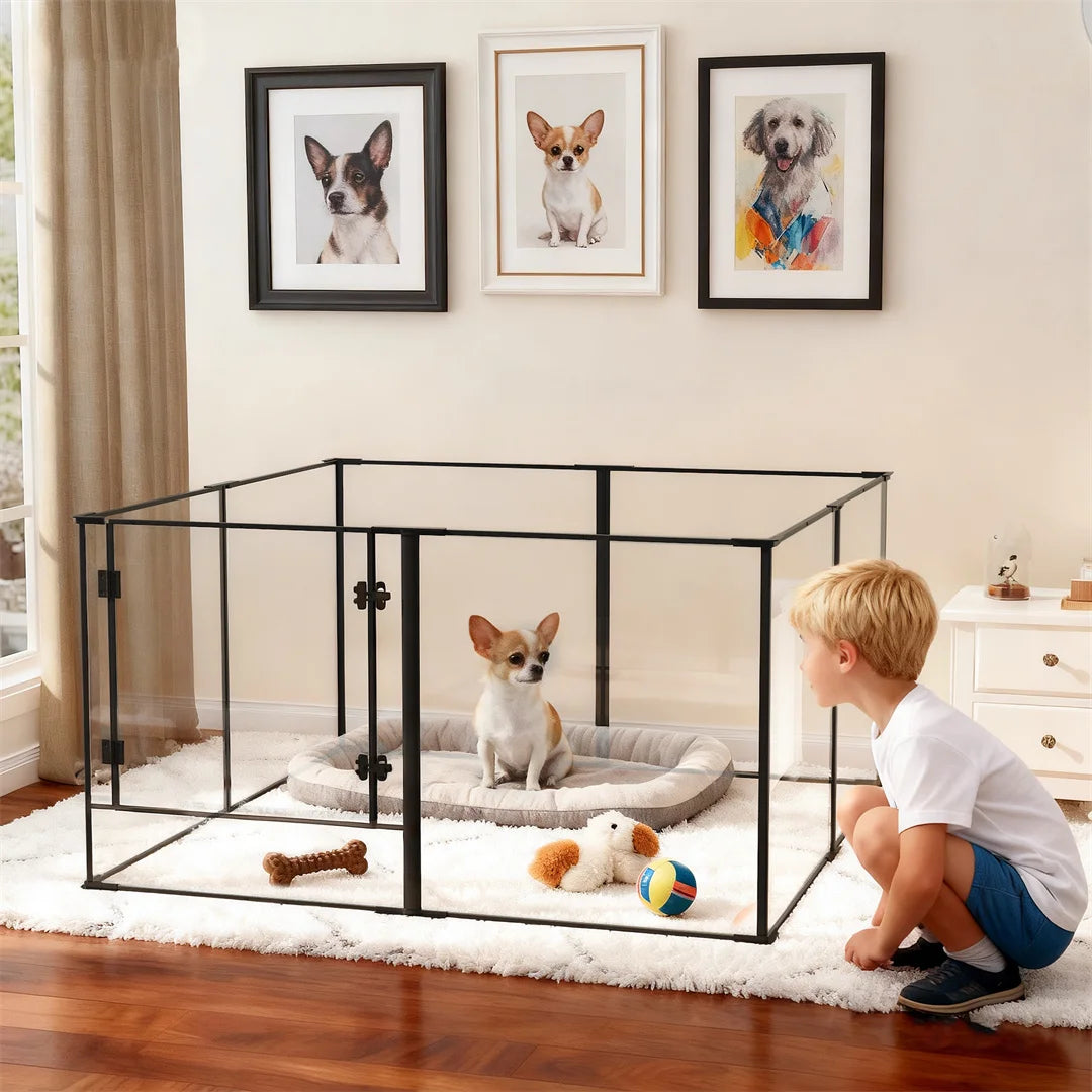8 Panels Acrylic Dog Playpen Indoors