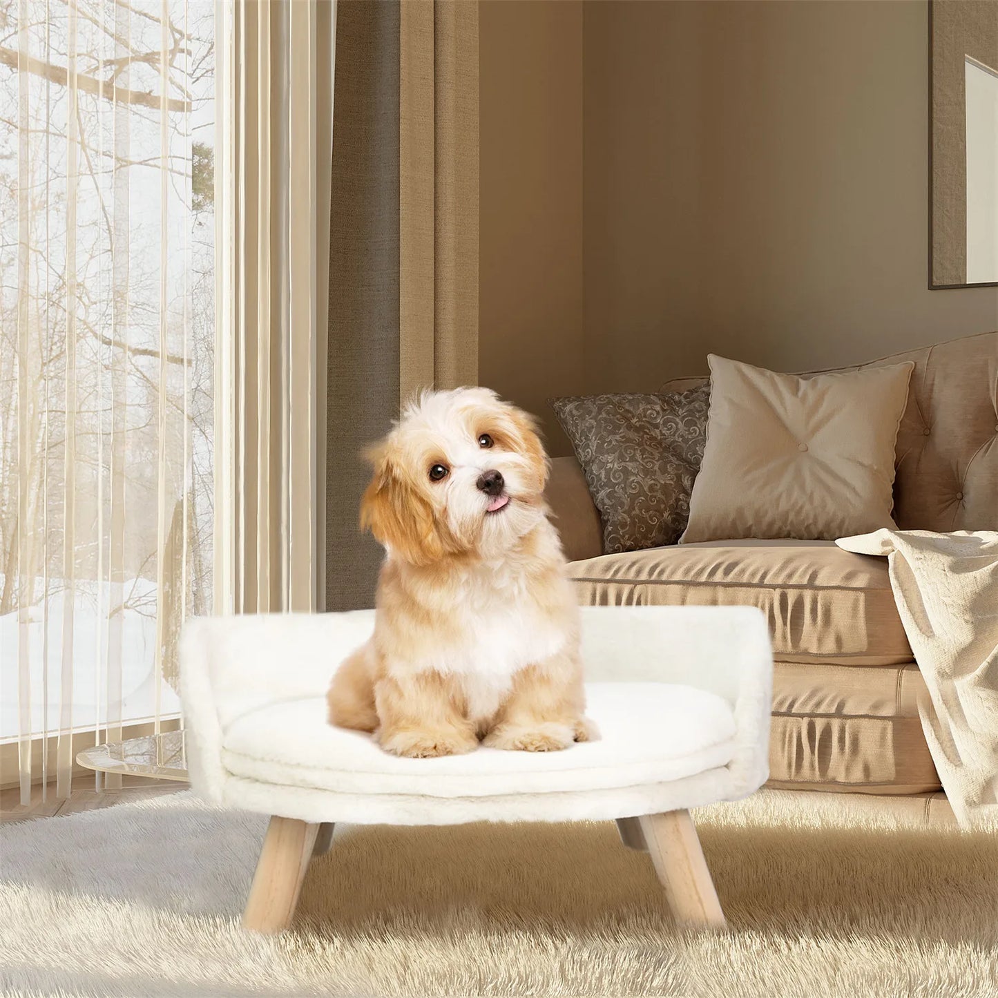 Pet Sofa Bed Raised, Removable Cushion