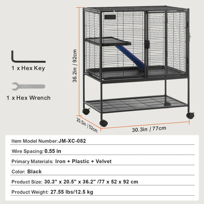 Rolling Metal Cage 4-Tier Small Animals