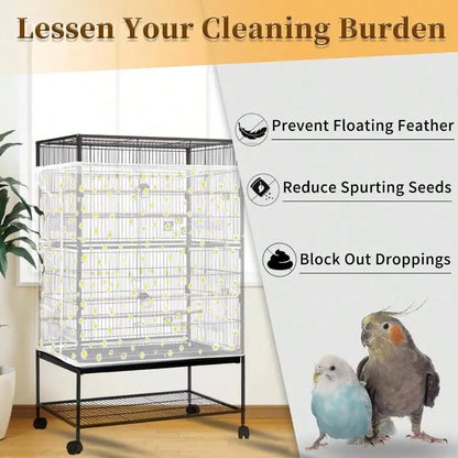 Bird Cage Seed Catcher Adjustable Nylon Mesh Cover