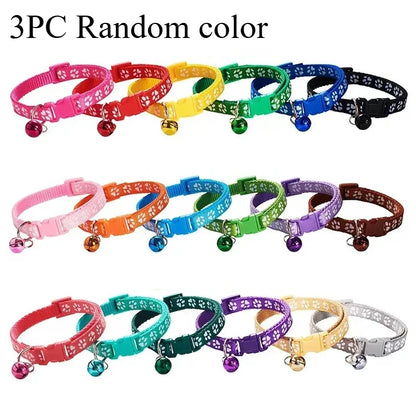 3pcs Cat Pet Collar With Bell Footprints