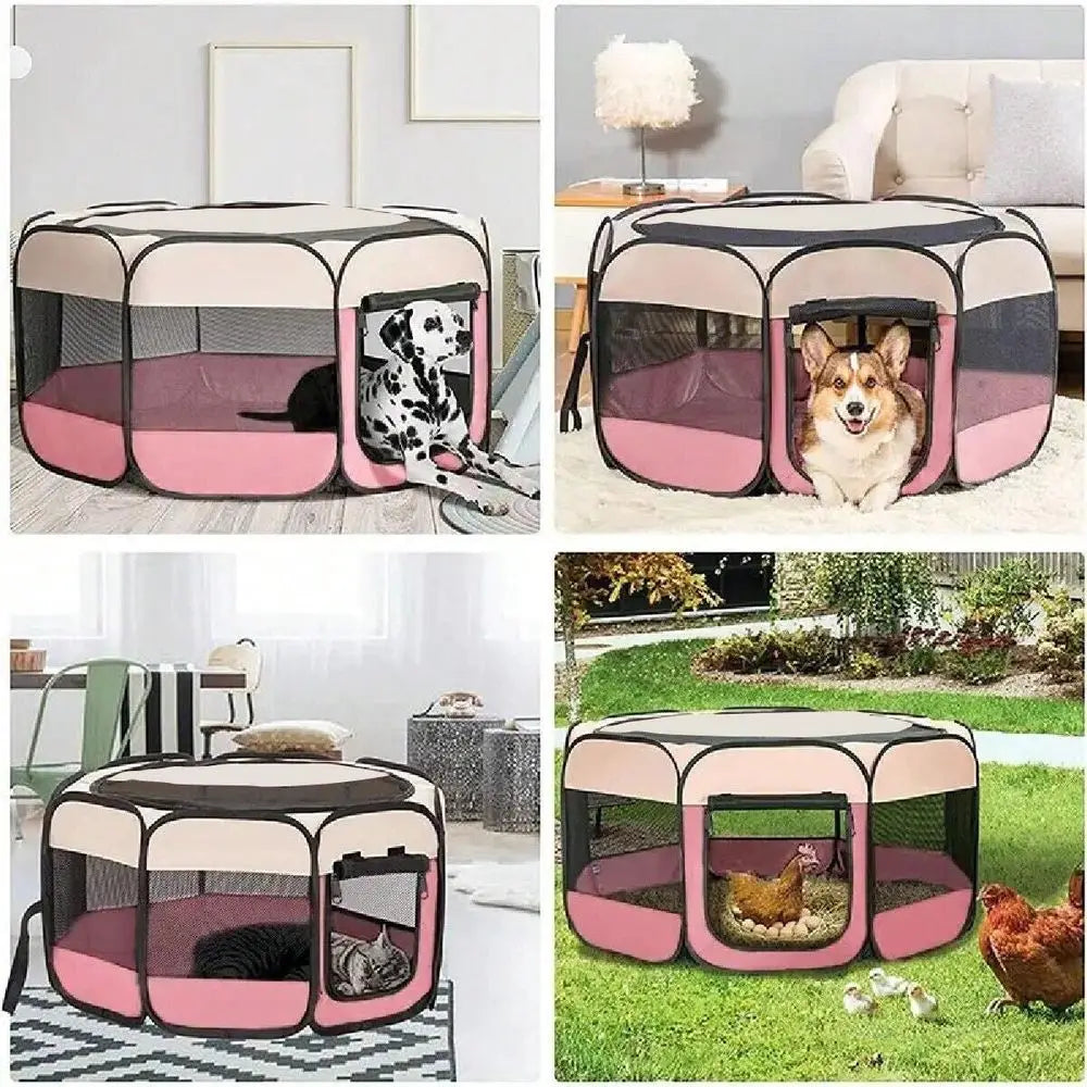 Dog Playpen, Tent, Foldable Kennel, Octagonal Fence
