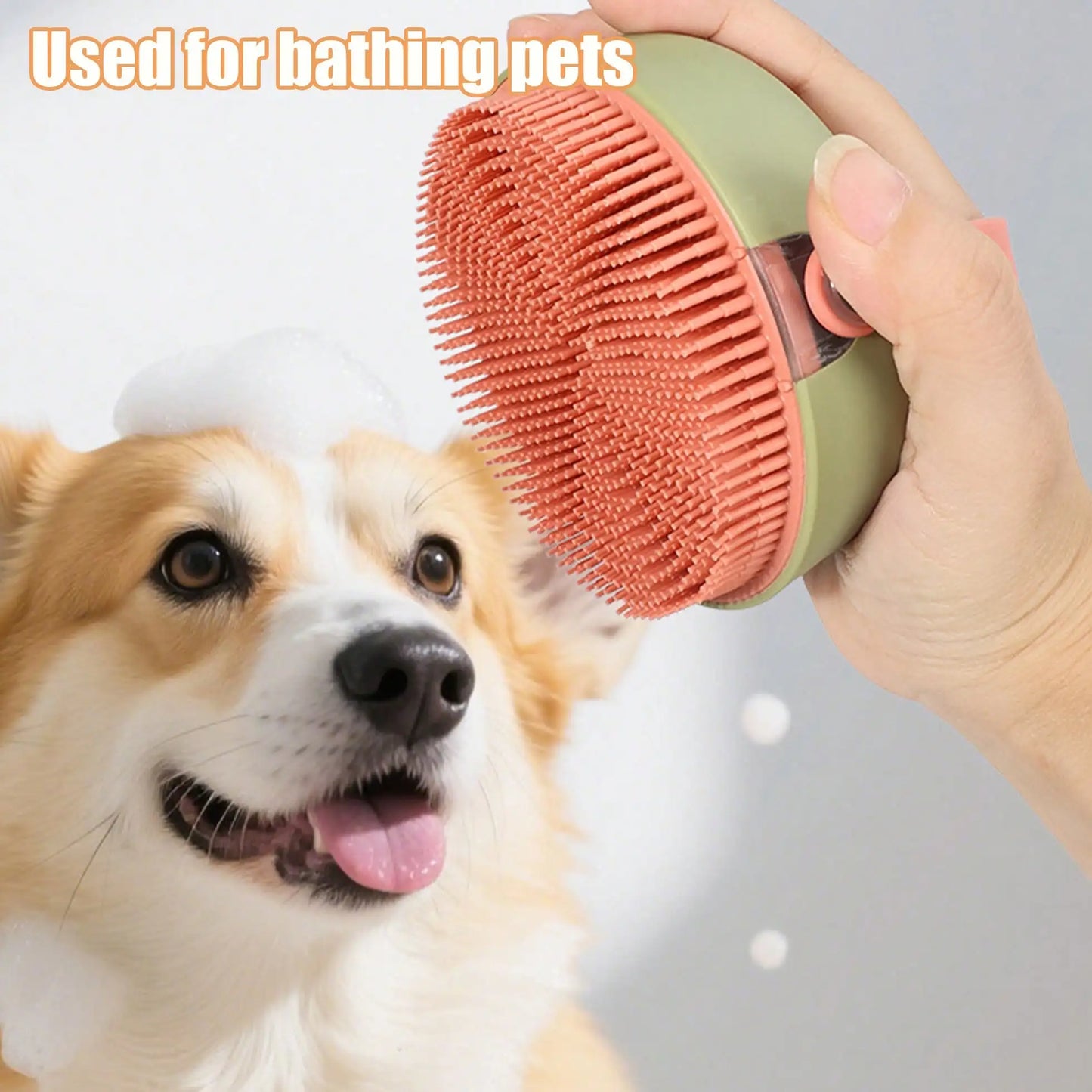 Pet Bath Brush With Shampoo Dispenser