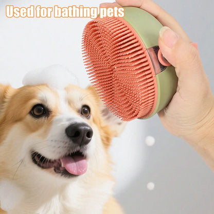Pet Bath Brush With Shampoo Dispenser