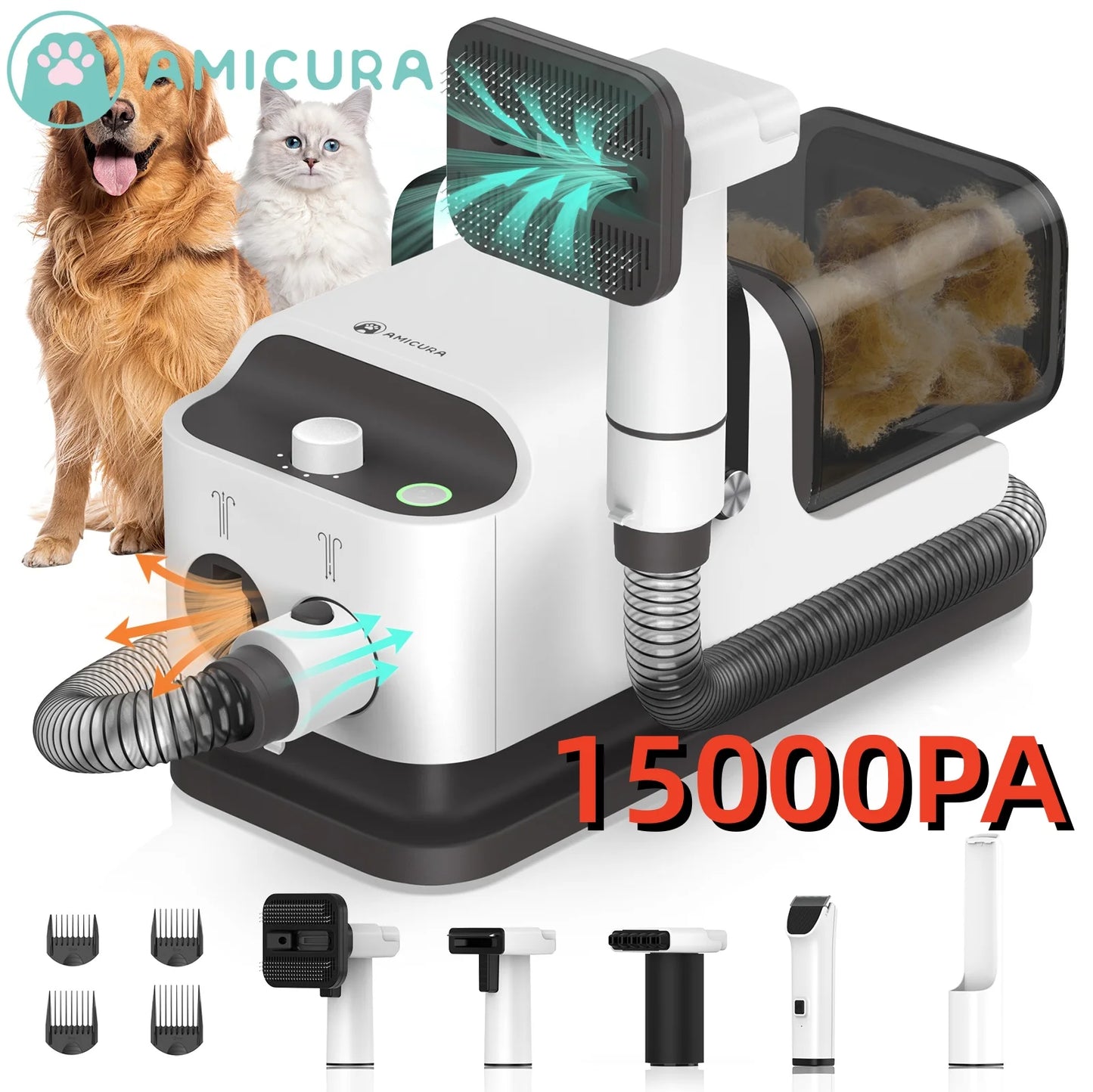 Vacuum Cleaner & Hair Dryer, Pet Grooming Tool Set
