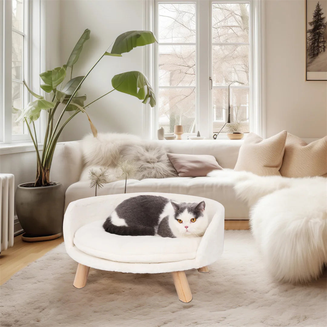 Luxury Cat Bed Nesting Chair with Wood Legs