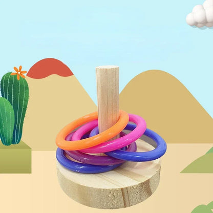 Wooden Interactive Parrot Ring, Stimulating Fun, Random Colors