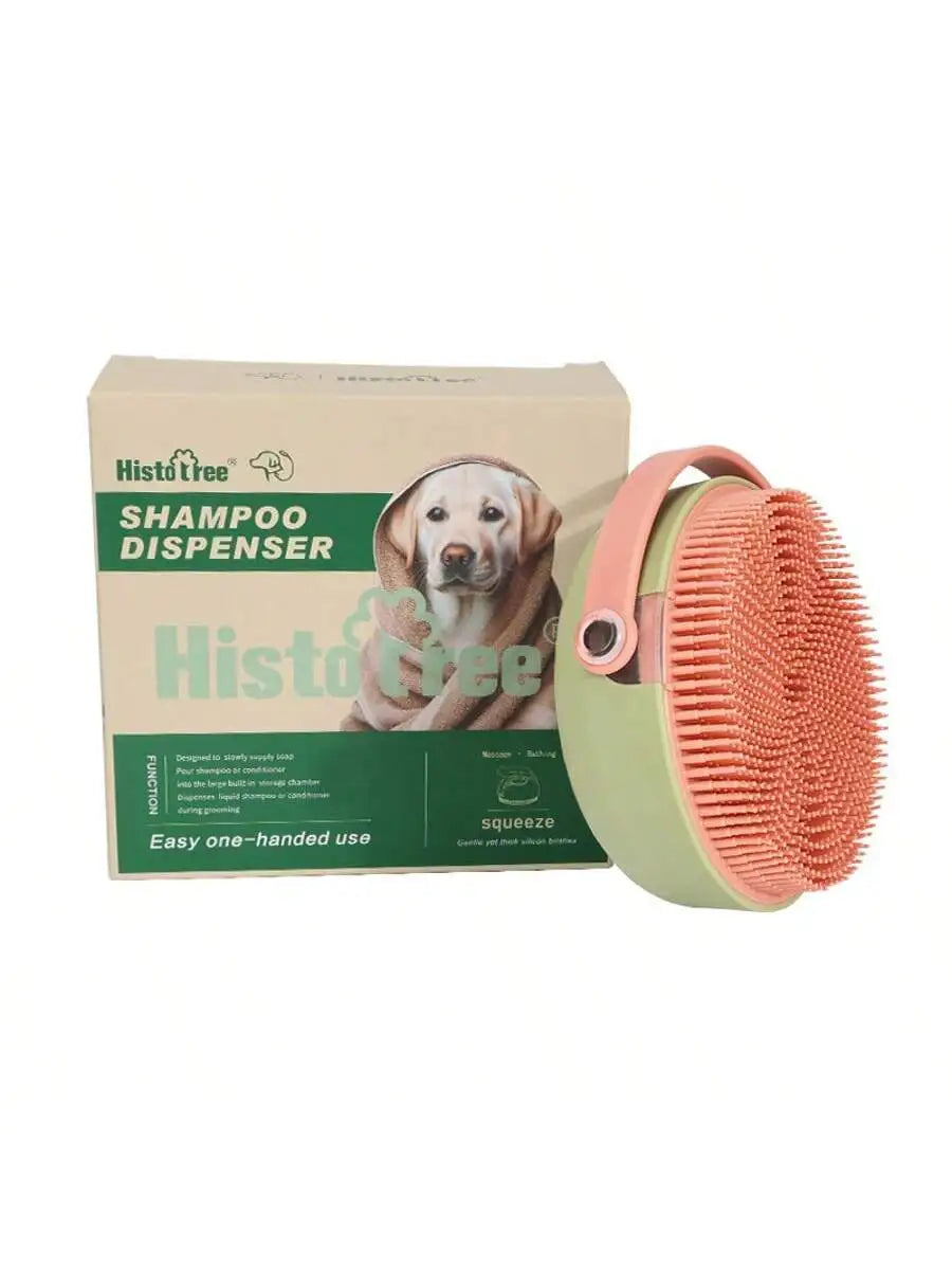Pet Bath Brush With Shampoo Dispenser