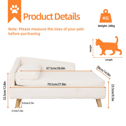 Elevated Pet Sofa  Bed with Sturdy Wood Legs