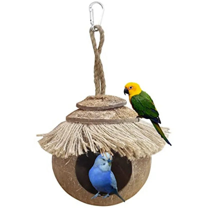 Natural Coconut Fiber Hanging Birdhouse Cage,