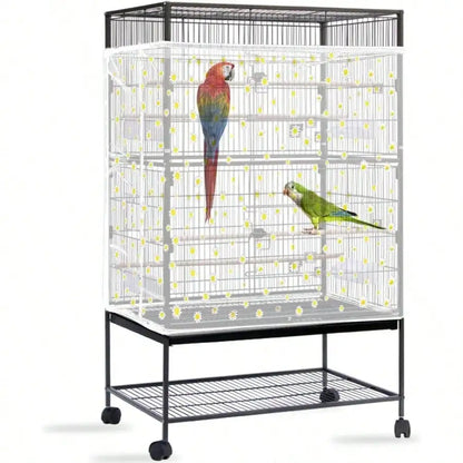 Bird Cage Seed Catcher Adjustable Nylon Mesh Cover