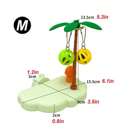 Palm Tree Bird Perch With Bell Scratching Play Platform