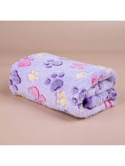Paw Print Fleece Pet Blanket For Dogs Cats