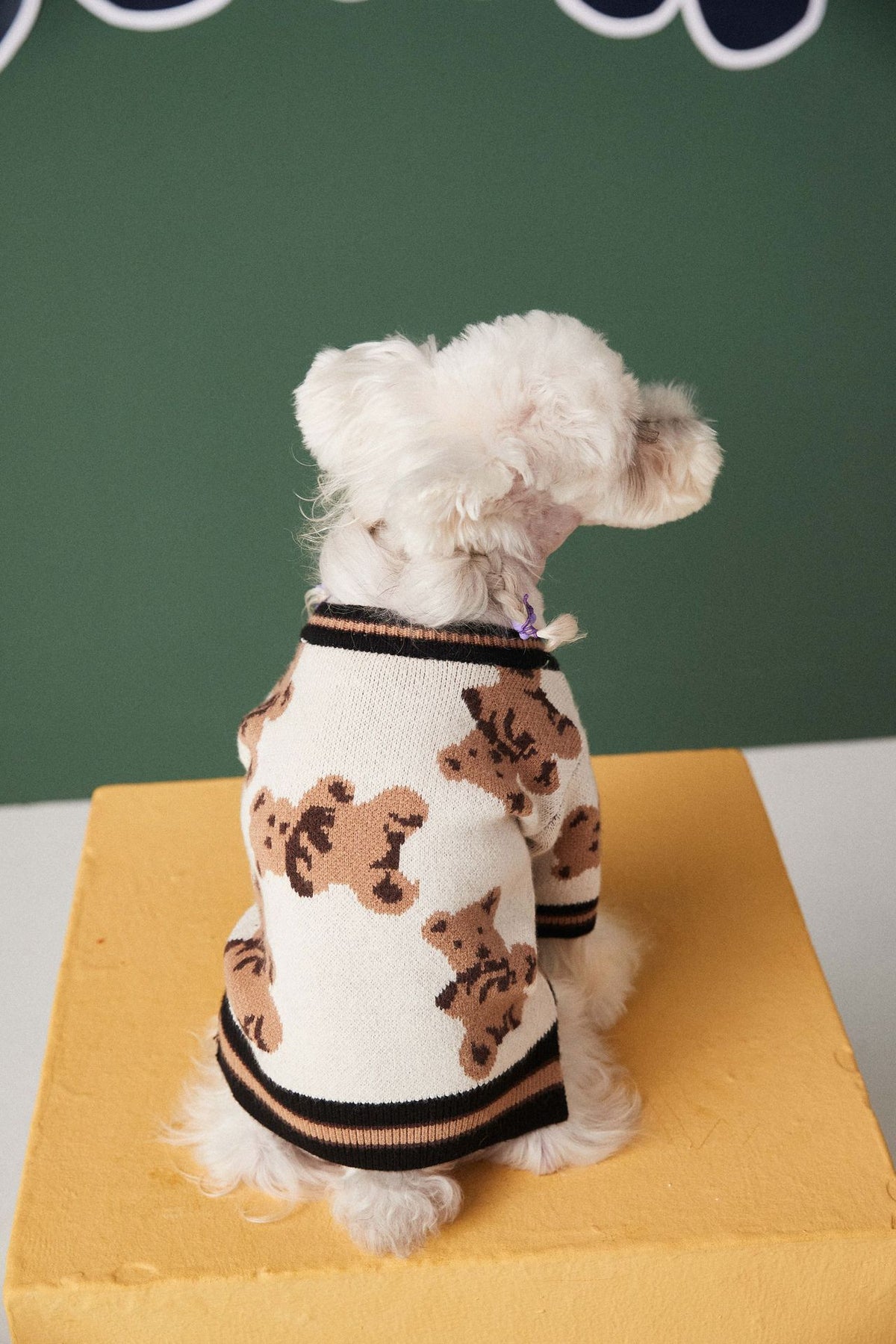 Sweater Preppy Style V-neck Winter Warm Clothes For Dogs Cats