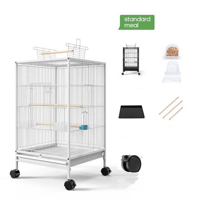 Bird Cage With Feeder Toy Grass Nest Breeding Box