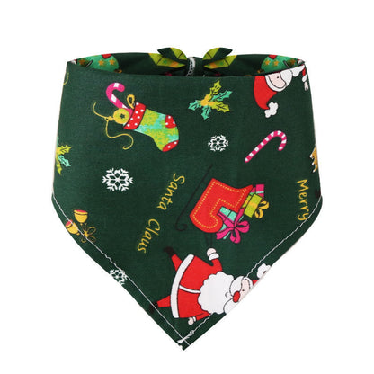 Dogs Cats Christmas Cotton Printed Triangle Scarf