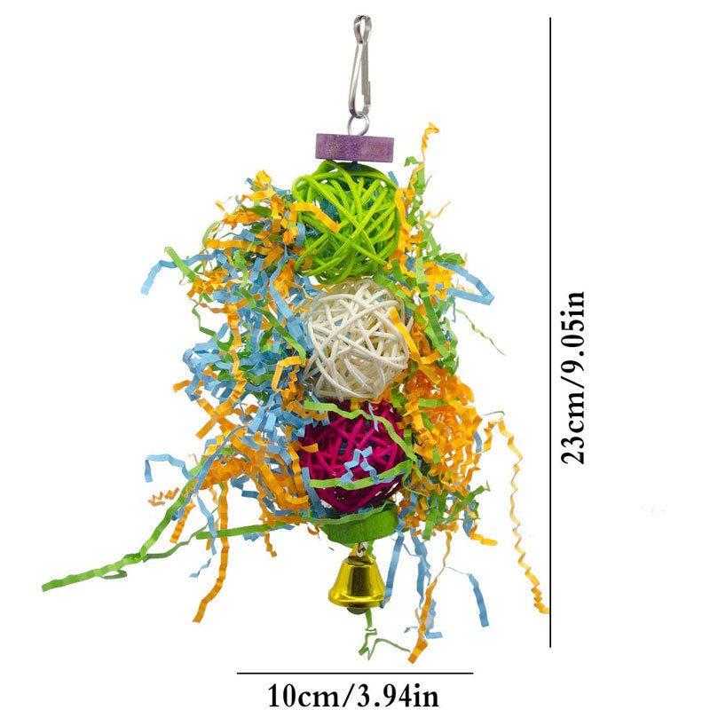 3pcs Bird Foraging Toys Rattan Ball Grass Wooden Toys