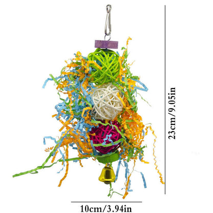 3pcs Bird Foraging Toys Rattan Ball Grass Wooden Toys