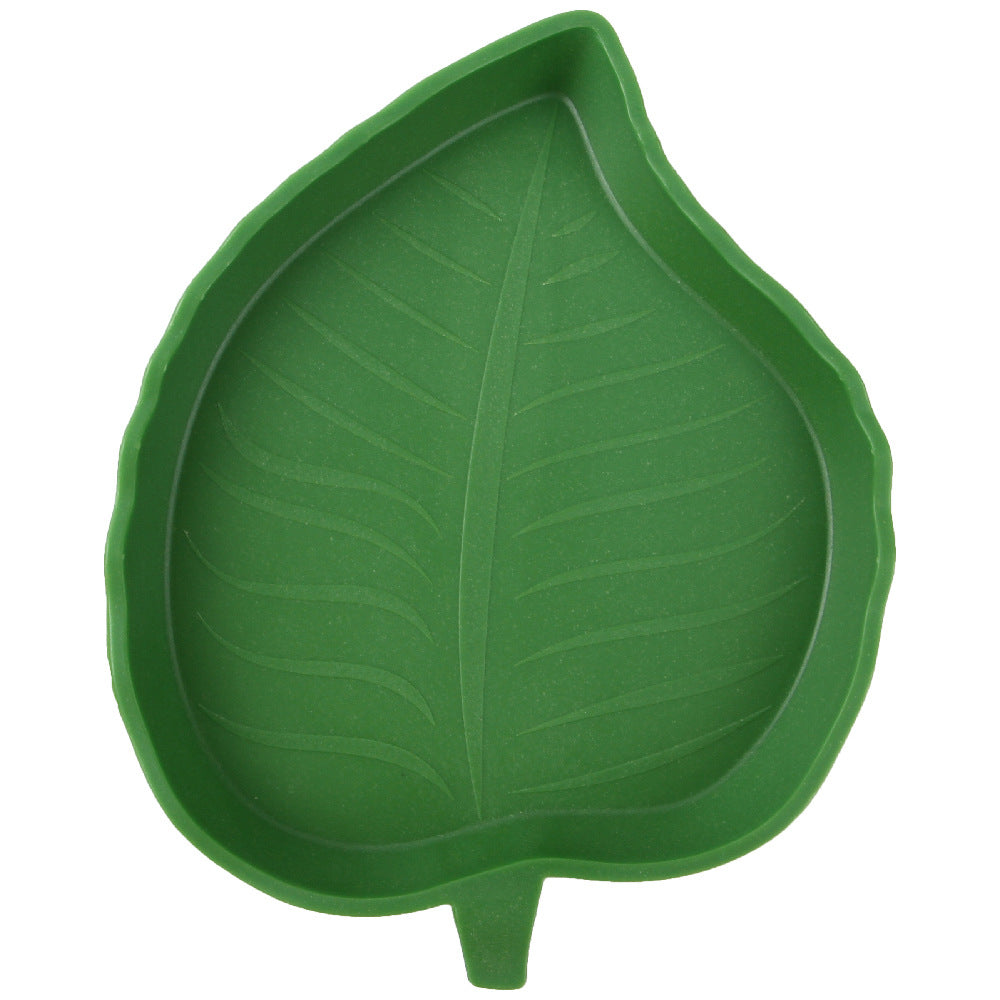2 Pcs Leaf Reptile Food Dish and Water Bowl