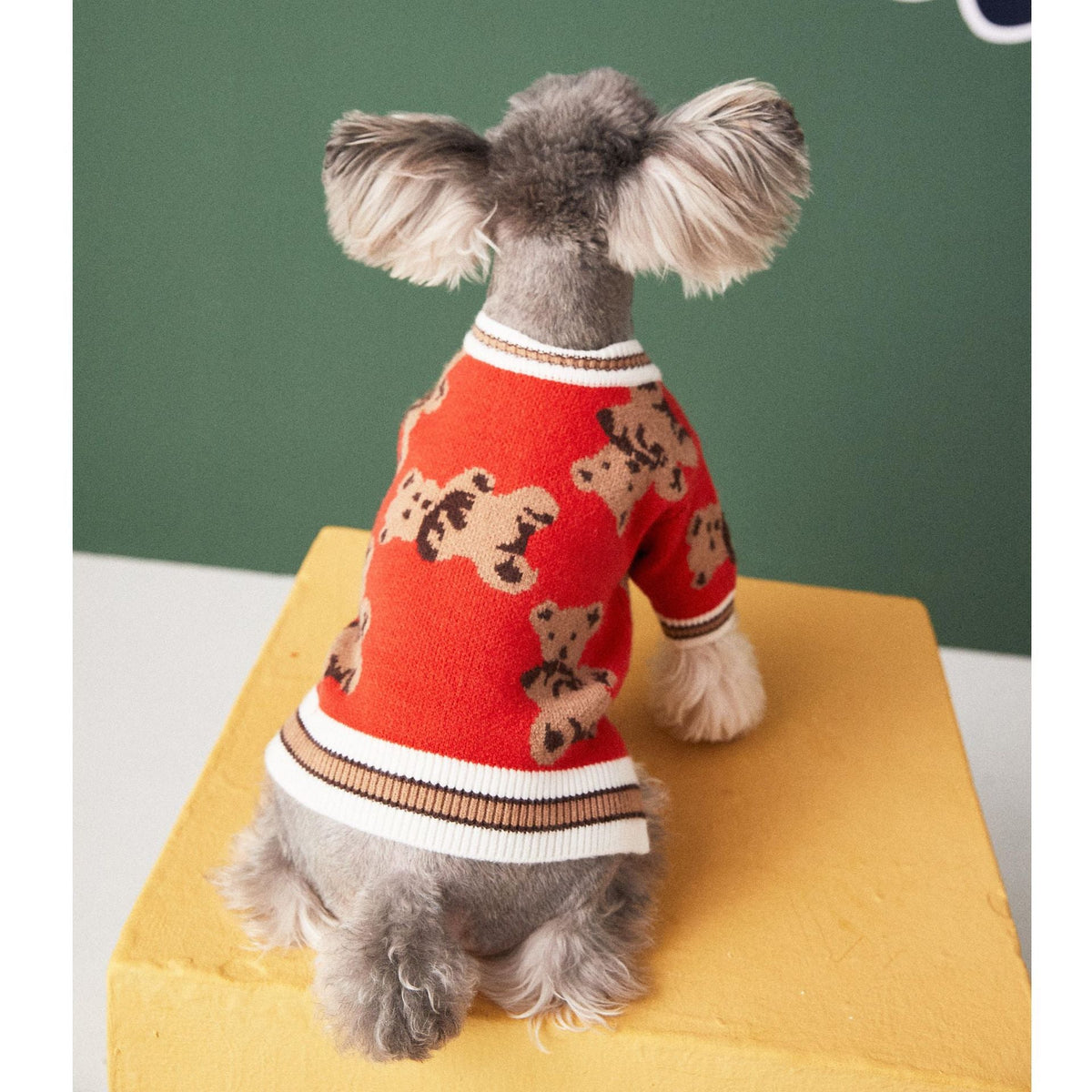 Sweater Preppy Style V-neck Winter Warm Clothes For Dogs Cats