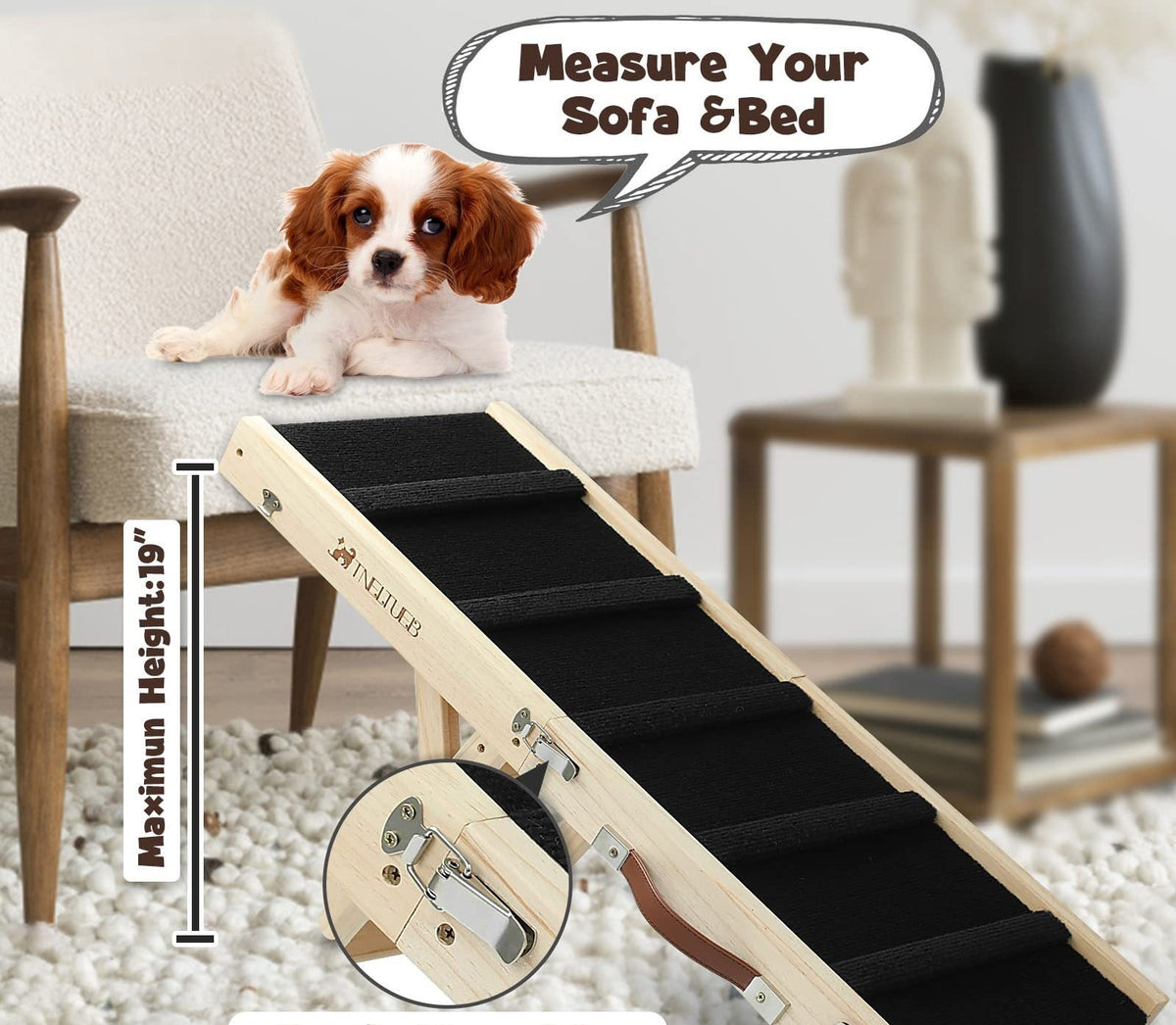 Wooden Adjustable,Foldable, Portable Non-slip Ramp For Dogs