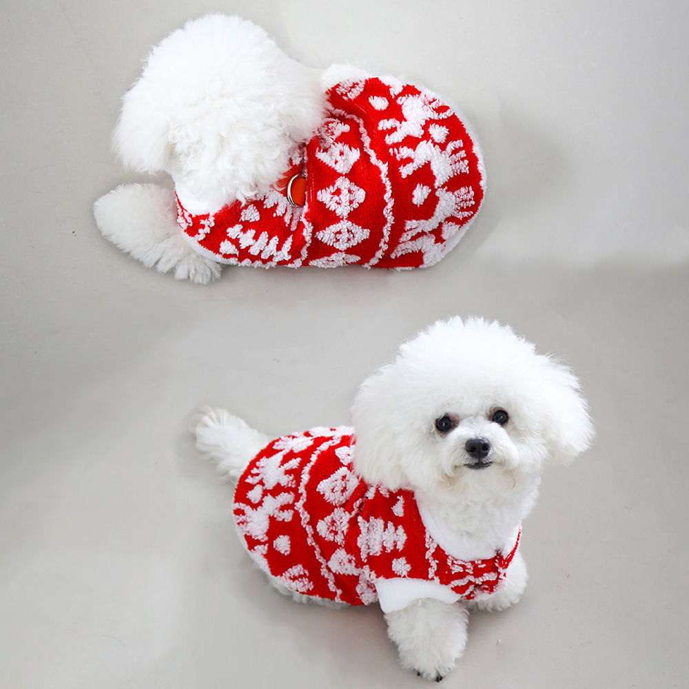 New Christmas Cat And Dog Clothes With Traction Rope Buckle