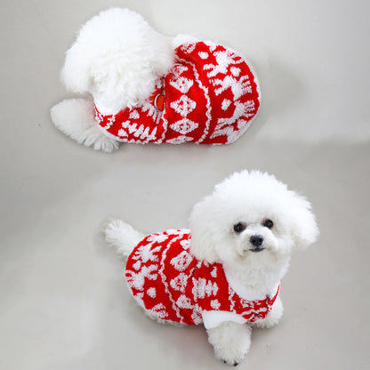 New Christmas Cat And Dog Clothes With Traction Rope Buckle