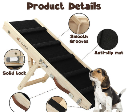 Wooden Adjustable,Foldable, Portable Non-slip Ramp For Dogs