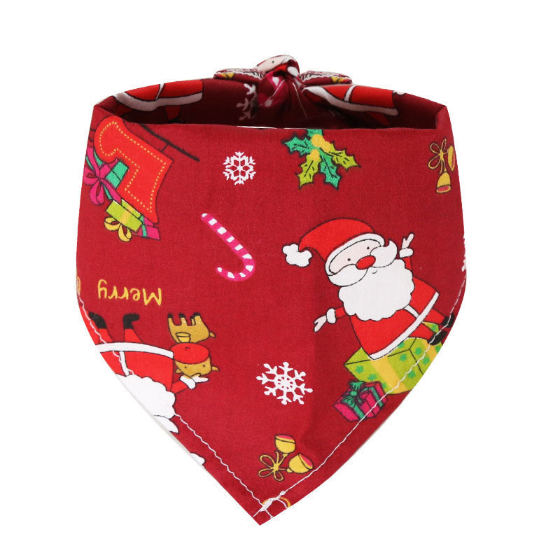 Dogs Cats Christmas Cotton Printed Triangle Scarf