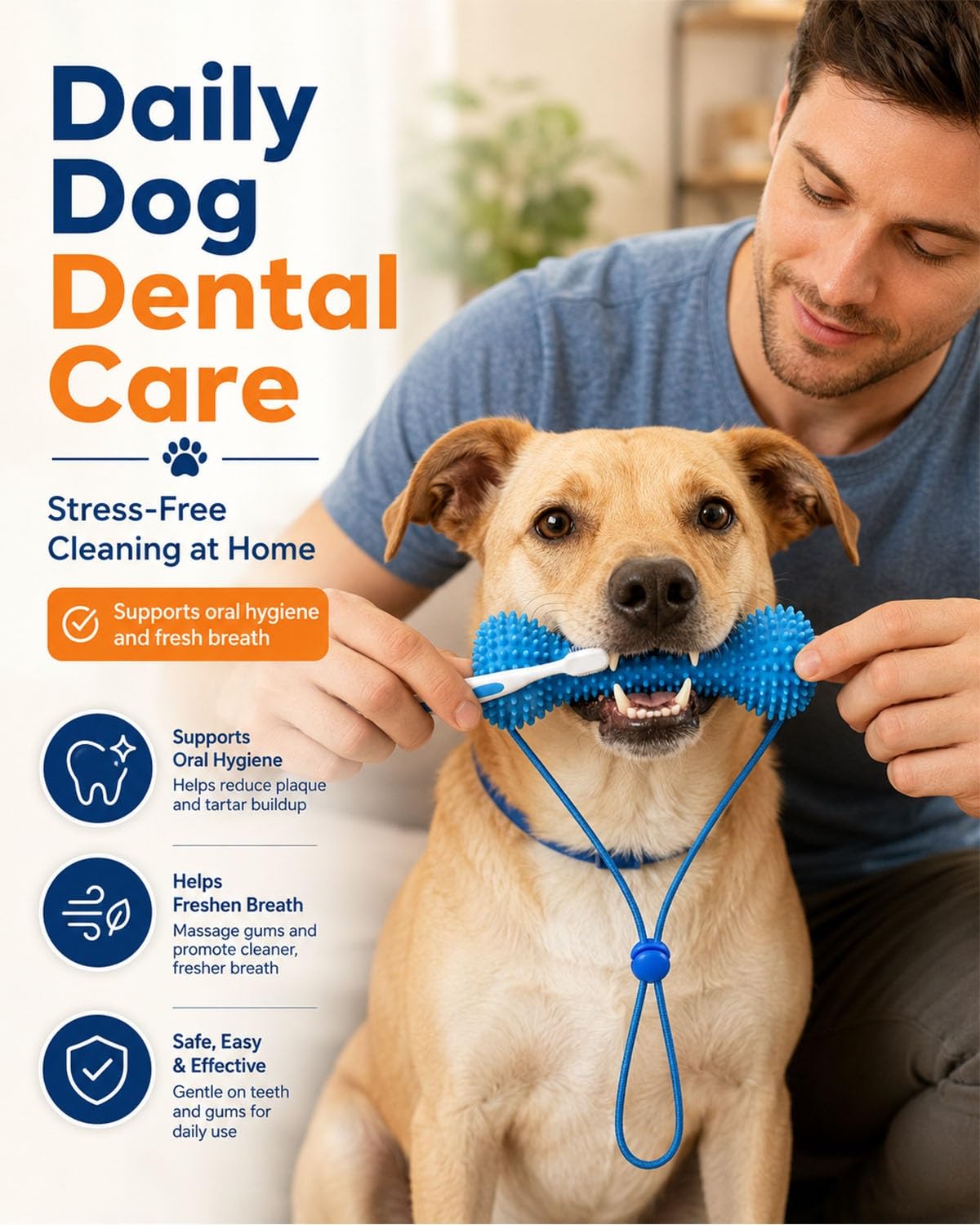Dual-Action Dental Prop, Bite And Cleaning Toy For Dogs