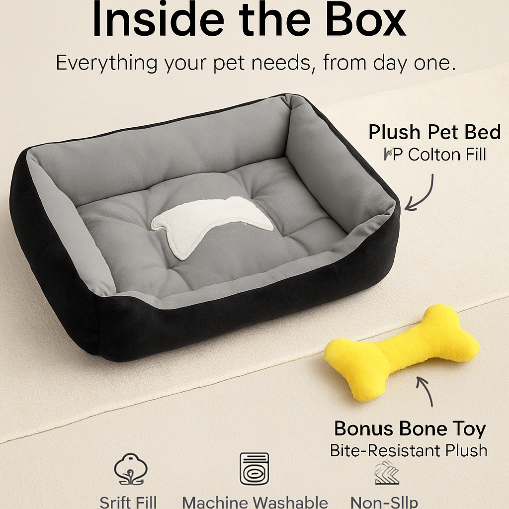 Dog Bed with Soft Fleece Cushion - Cozy & Secure Rest