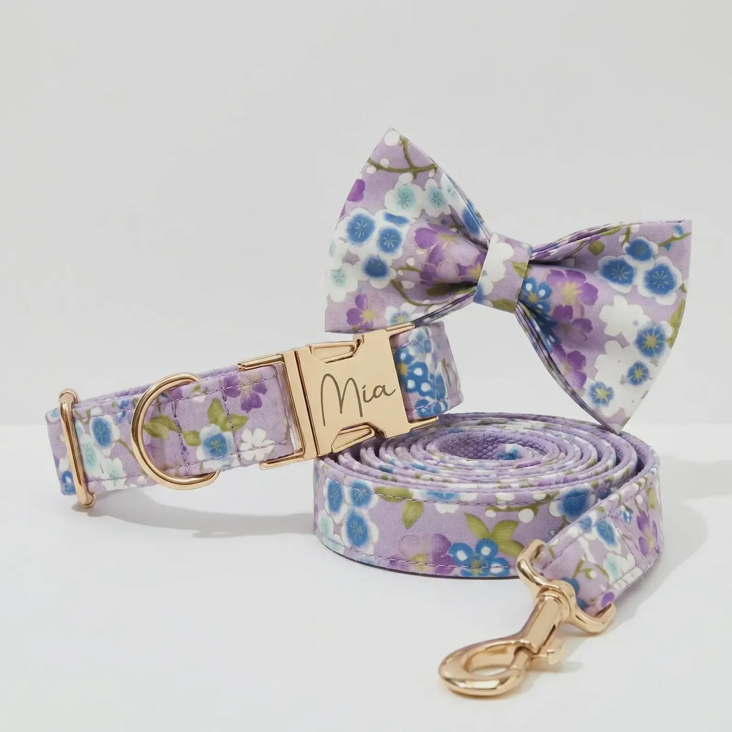 Lilac Meadow Floral Harness Set for Dogs