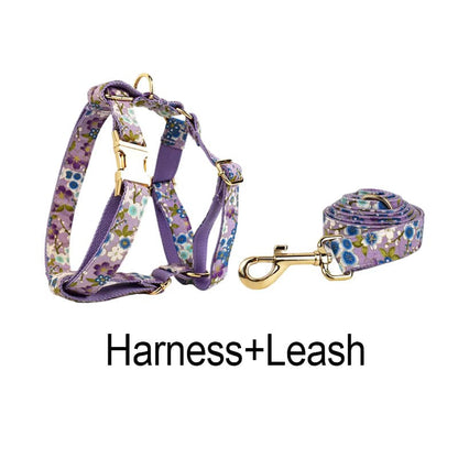 Lilac Meadow Floral Harness Set for Dogs