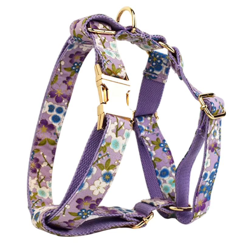 Lilac Meadow Floral Harness Set for Dogs
