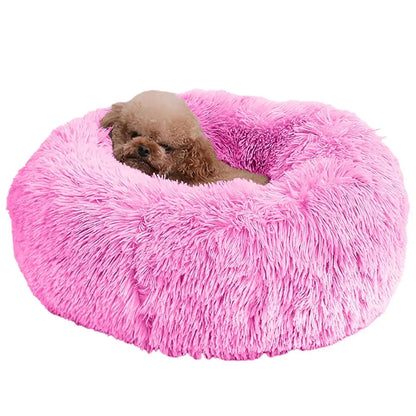 Plush Fleece Donut Pet Bed for Cats and Small Dogs