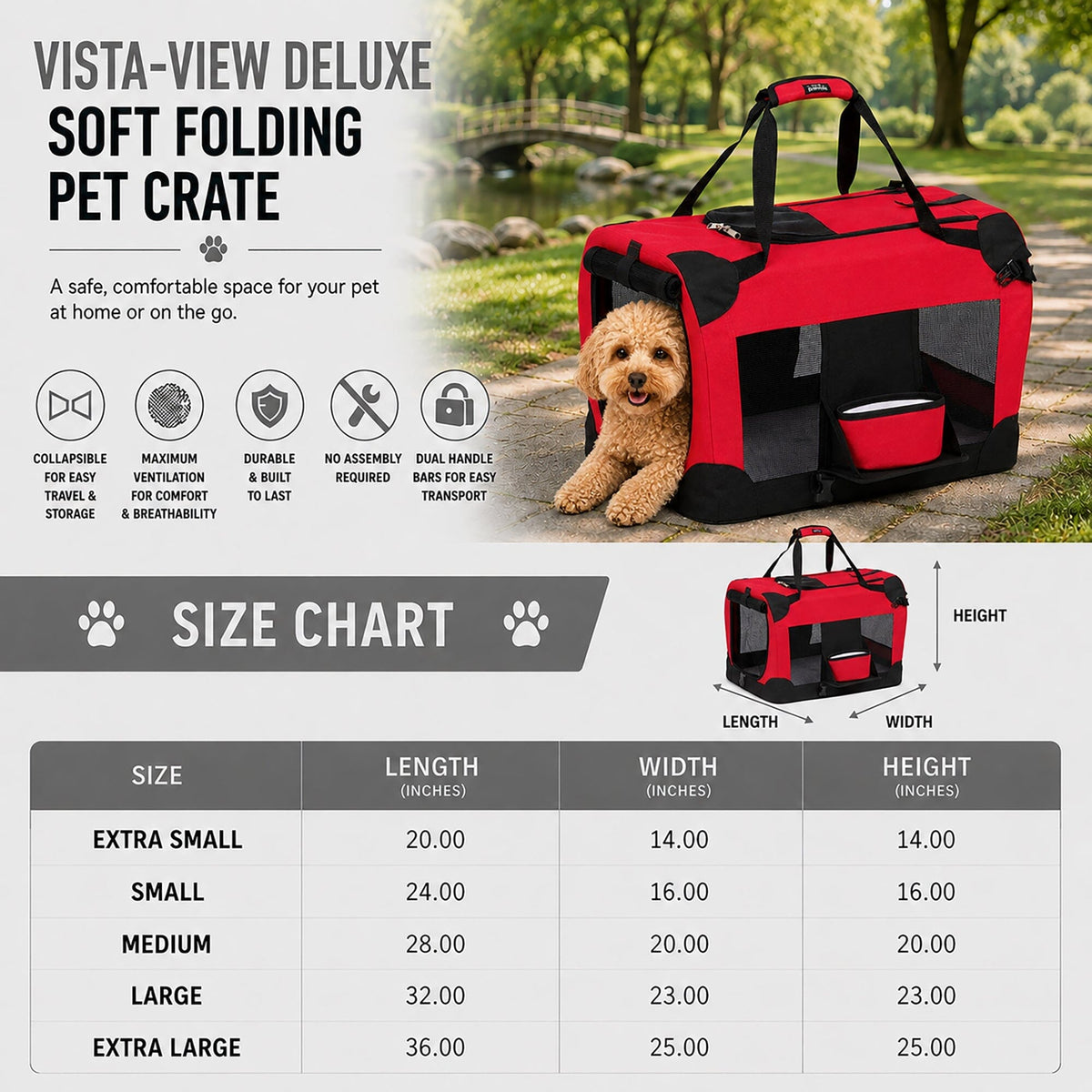 Zippered Soft,Collapsible  Pet Carrier w/ Removable Bowl and Pop-out Tray
