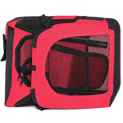 Zippered Soft,Collapsible  Pet Carrier w/ Removable Bowl and Pop-out Tray